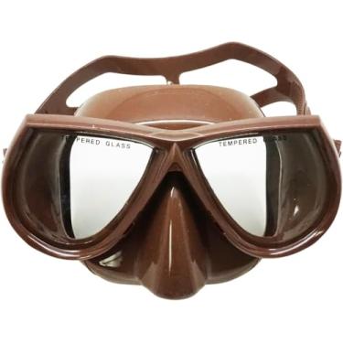 Imagem de Palantic Máscara de mergulho de baixo volume de silicone marrom para pesca submarina, snorkel e exploração subaquática, ajuste confortável e equipamento de visão clara para mergulhadores adultos