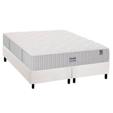Imagem de Cama Box Queen: Colchão Molas MasterPocket Ensacadas Sealy Phoenix + Base CRC Courano White (158x198)