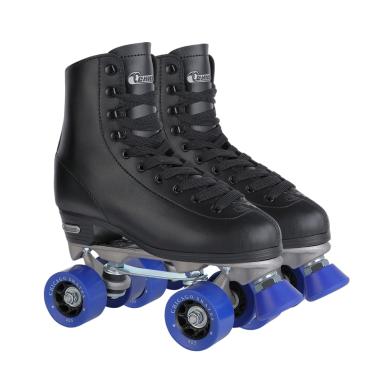 Imagem de CHICAGO Patins Premium Preto Quad Roller Skates para meninos e homens iniciantes, design clássico ajustável de cano alto para patins internos ou externos e Roller Derby