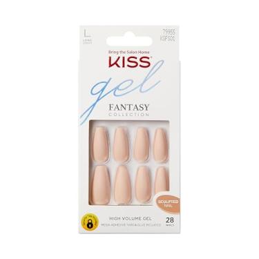 Imagem de KISS Unhas de gel esculpidas prontas para usar da Gel Fantasy "4 the Case", kit de unhas longas, nude, com arco alto com 24 abas mega adesivas, cola de gel rosa, bastão de manicure,