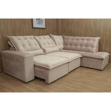 Imagem de Sofá Canto Retrátil Reclinável Rosa Claro 508 Barcelona