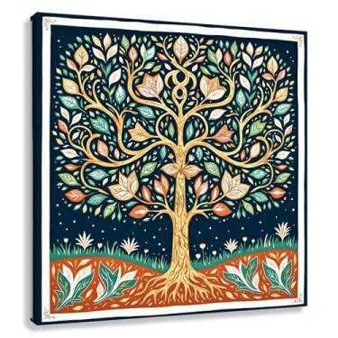 Imagem de Árvore da Vida Arte de Parede Impressão em Tela Harmonia da Vida Decoração Fotos Pintura Natureza Raízes Folhas 40x40cmx1