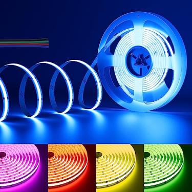 Imagem de PAUTIX Fita de luz LED RGB COB 7,5 m, listas UL 24 V com 6300 LEDs, fita flexível multicolorida para TV, quarto, festa, decoração DIY (fonte de alimentação não incluída)