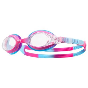 Imagem de TYR Óculos de natação infantil Swimple Tie-Dye – Óculos de natação não espelhados para treinamento competitivo e recreação – Antinevoeiro, proteção UVA/UVB, vedação impermeável – rosa/azul