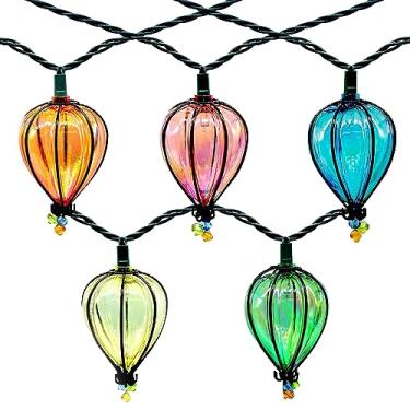 Imagem de STRPRETTY BASIC Cordão de luzes multicoloridas para uso externo com 10 lâmpadas, 3,5 m conectável com certificação UL para quintal e pátio, luzes penduradas em ambientes internos e externos para pátio