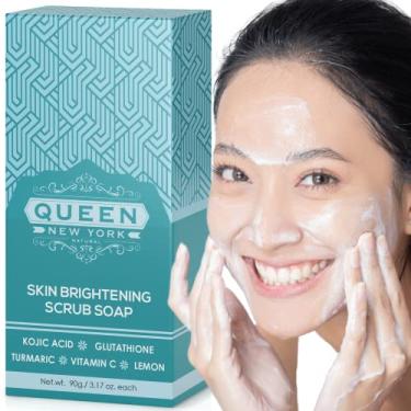 Imagem de Queen Kojic Sabonete orgânico clareador da pele - hidrata, reduz a aparência de rugas de cicatrizes de acne, manchas escuras ou vermelhas, vegano, sem crueldade - sem fragrância (Kojic + Glutationa)