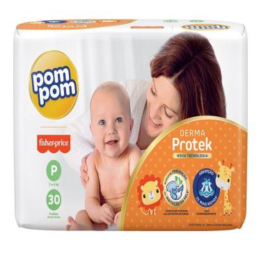 Imagem de Fralda Descartavel Pompom Derma Protek Jumbo P C/30