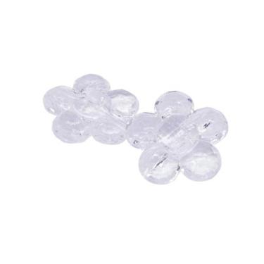 Imagem de Miçanga Botão Flor Acrílico Transparente 5 Pétalas 36x37mm 30pçs 225g 