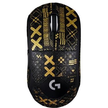 Imagem de Fita adesiva para mouse com cobertura total para Logitech G PRO X Superlight 1&2 Kit de atualização de mouse profissional pré-cortado resistente ao suor (preto dourado Printsteam_Lizard, para G PRO X