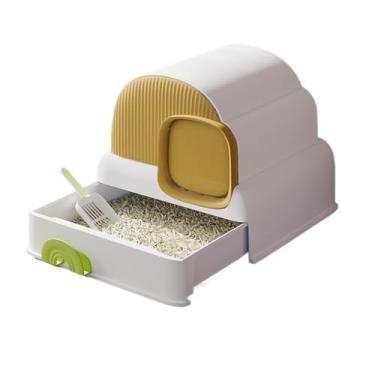 Imagem de Caixa de areia para gatos Bandeja de areia fechada com capuz anti-respingos, tipo gaveta, vaso sanitário para gatos de limpeza fácil, vaso sanitário fechado para gatos com colher de areia, privacidade