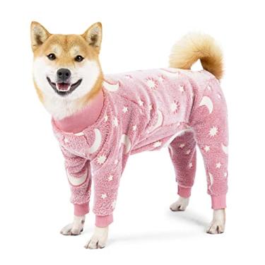 Imagem de Harikaji Macacão quente para cães, pijamas quentes de flanela de inverno para animais de estimação, macacão de cachorro para clima frio, roupas de inverno para cães médios e grandes (3GG: peito <73 cm