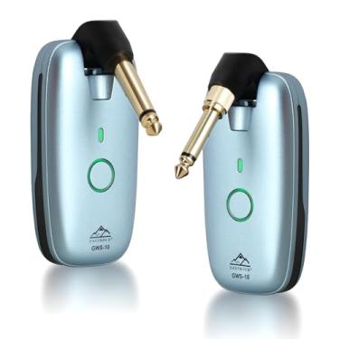 Imagem de EASTROCK Sistema de guitarra sem fio, receptor transmissor de guitarra sem fio UHF digital para guitarras elétricas/baixo/teclado, bateria 6H, alcance de 30 m, baixa latência, azul