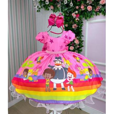 Imagem de Vestido Infantil Mundo Bita Rosa - Fabuloso Ateliê, 3, Rosa