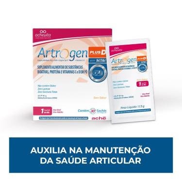 Imagem de Suplemento Alimentar Aché Artrogen Plus D Colágeno + MSM 30 Sachês De 11,5g Cada