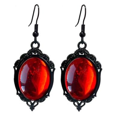 Imagem de Brincos de cristal gótico Stardust Camafeu, vintage vermelho roxo cristal joia gota pedra estilo punk escuro Satanás Demônio Halloween joias para mulheres, Large, Cobre Vidro, Sem pedra preciosa