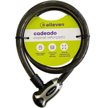 Imagem de Cadeado Espiral Grosso com Chave 1m X 15mm - ELLEVEN Preto com cinza-Unissex