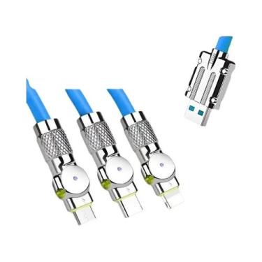 Imagem de Cabo USB 3 Em 1 De Carregamento Rápido 6A 120W Para iPhone Samsung Hua