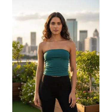 Imagem de Top Crop Faixa Cropped Único Justo Slim Lycra Malha Elastano - Modas F