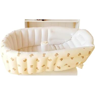 Imagem de Piscina Inflável Infantil Banheira Inflável Anti Deslize Para Banho(90cm*55cm,Urso)