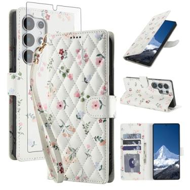 Imagem de Asuwish Capa de celular para Samsung Galaxy S25 Ultra 5G carteira celular com protetor de tela de vidro temperado porta-cartão de flores com suporte para cartão S25Ultra 25S S 25 25Ultra 6,9 2025