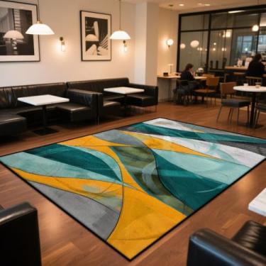 Imagem de Tapete para sala de estar, lavável, grande, estilo abstrato, decoração de área, capacho vermelho para entrada (180 x 280 cm, 71 x 110 pol./CX035-flannel-9)