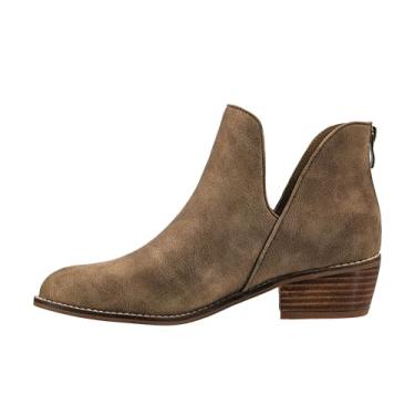 Imagem de Corkys Footwear Vanish Booties femininas – com palmilhas de EVA macias Corkys, salto de 4 cm e zíper traseiro – Elegante e confortável para uso diário, Cinzento-acastan, 40