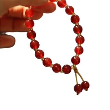 Imagem de TUDUHUT Pulseiras de contas de ágata vermelha de 8 mm para atrair a saúde, riqueza, proteção, artesanato de boa sorte