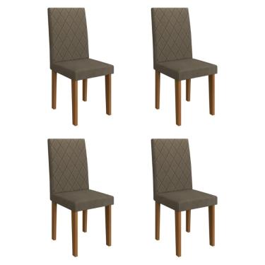 Imagem de Kit 4 Cadeiras De Jantar Estofadas 43,5cm Multimóveis CR50219 Cacau