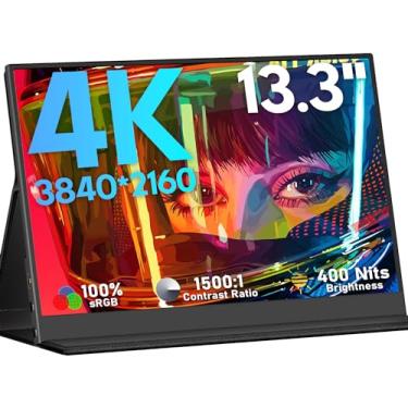 Imagem de KEEPTIME Monitor portátil 4K 33.8 cm 3840 x 2160 UHD USB-C HDMI monitor de laptop 100% sRGB IPS monitor de viagem HDR com alto-falantes para laptop, Xbox, PS5, PC, telefone