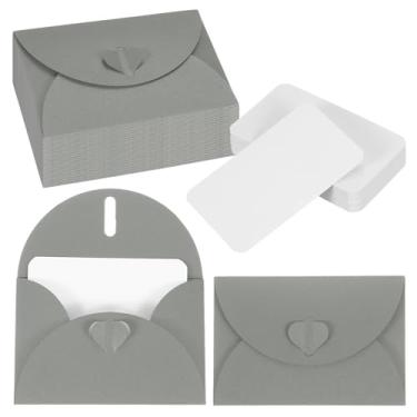 Imagem de PATIKIL Conjunto de 50 mini envelopes com fecho de coração, cartões de notas em branco de 10,4 x 7,6 cm com envelopes para presente convite de casamento, formatura, feriado, Dia de Ação de Graças