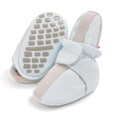 Imagem de Miamooi Botas de algodão para bebês meninas meninos recém-nascidos inverno quente lã aconchegante chinelos infantis antiderrapantes primeiro andador berço casa meias sapatos 3-18 meses, 01/azul, 0-3