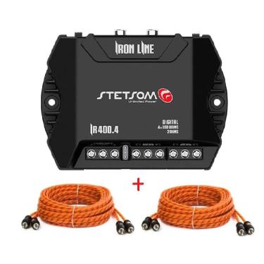 Imagem de KIT AMPLIFICADOR STETSOM DIGITAL IR 400.4 com 2 CABOS RCA 5M