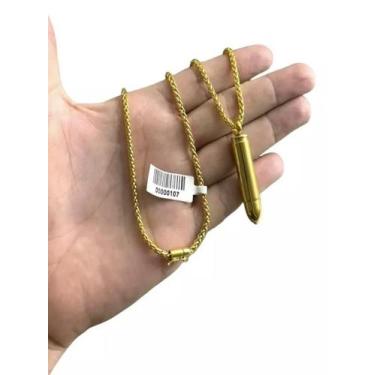 Imagem de Cordão Peruano 3Mm + Ping Cápsula Munição Banhado A Ouro 18K - Tojoia1