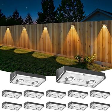 Imagem de NIORSUN Luzes de cerca solar, pacote com 12 lâmpadas de convés, luzes de LED brancas quentes para ambientes externos, luz IP45 à prova d'água para quintal/piscina/trilho/pátio/varanda/degrau/exterior
