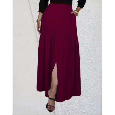 Imagem de Saia Longa Em Viscolinho Fenda Na Frente E Bolsos Invisiveis - Katyani