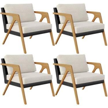 Imagem de Kit 04 Poltronas Decorativas Sala Estar Pietra L02 material sintético 