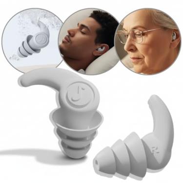 Imagem de Protetor de Ouvido Tampão Auricular de Silicone Lavável Anti-Ruído para Dormir Natação Estudo Trabalho Earplugs Abafador Auditivo (Cinza, Tamanho único)