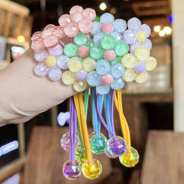 Imagem de Pacote com 10 bolas de cabelo para meninas, laços de cabelo para meninas e crianças, porta-rabos de cavalo, lindos acessórios de cabelo (azul, roxo, verde claro, amarelo, rosa)