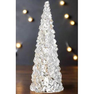 Imagem de Árvore De Natal Iluminada luminosa que brilha e pisca Cristal Decoração Do Lar Acrílico Transparente 25cm a Pilha