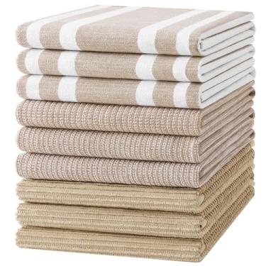 Imagem de Homaxy Toalhas de cozinha premium (45,7 cm x 71,1 cm, pacote com 9), toalhas de mão de cozinha grandes de algodão 380 GSM, toalhas de prato macias e absorventes, conjunto de toalhas de chá multiuso