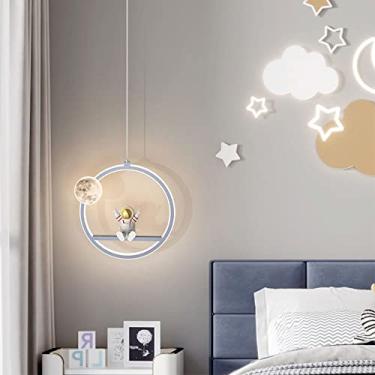 Imagem de Luminária pendente minimalista exclusiva para quarto infantil, lustre de cabeceira, luminária pendente pequena criativa para quarto de menino e menina, astronauta, luz de decoração acrílica