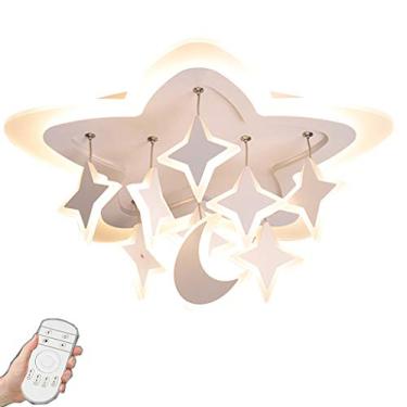 Imagem de Luminária de teto infantil LED regulável, luminária de teto moderna em acrílico com estrela, luzes pendentes para quarto infantil com controle remoto, iluminação de teto para meninos e menin
