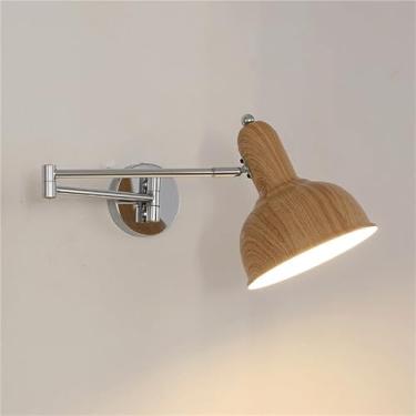Imagem de Luminárias de parede de metal, arandelas de balanço, luminárias de cabeceira com abajur de celeiro para sala de estar, quarto, luz de leitura, braço oscilante, base E27 ajustável (cor de mad