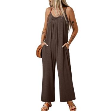 Imagem de Macacão feminino Happy Sailed plus size marrom de verão 4GG