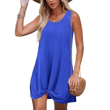 Imagem de Vestido de praia com capa de maiô BKRIVE feminino azul UPF 50+