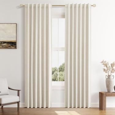 Imagem de Cortinas Guken Beige Cream Linen Blackout 107x213cm Sala de estar