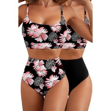 Imagem de Conjunto de biquíni Herseas feminino de cintura alta, corte alto, pret