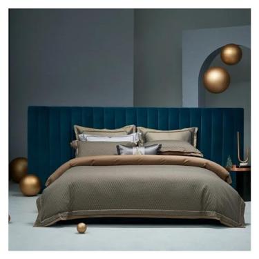 Imagem de Conjunto de capa de edredom de luxo 800TC algodão preto 4 peças capa de colcha macia 2 fronhas (4 Queen)