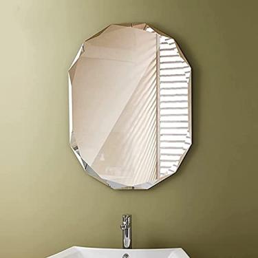 Imagem de Espelho de banheiro montado na parede, espelho à prova de explosão, espelho de parede HD, espelho decorativo moderno, espelho de barbear de banheiro, pendurado horizontal ou vertical, espelho de