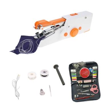 Imagem de Máquina de costura portátil, mini máquina de costura elétrica portátil com capa de silicone para adultos, ponto rápido adequado para tecidos
